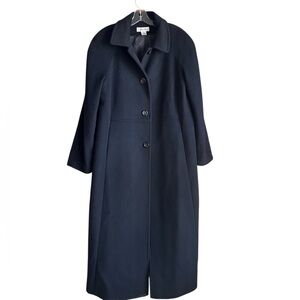 Preston & York Classic Long Black Wool Cashmere Blend Women’s Coat Size 14